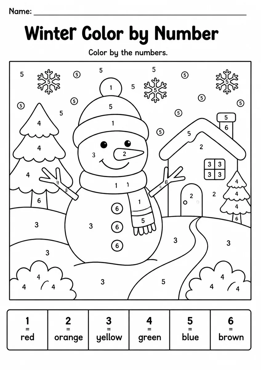 Winter Color by Number β Grade 2