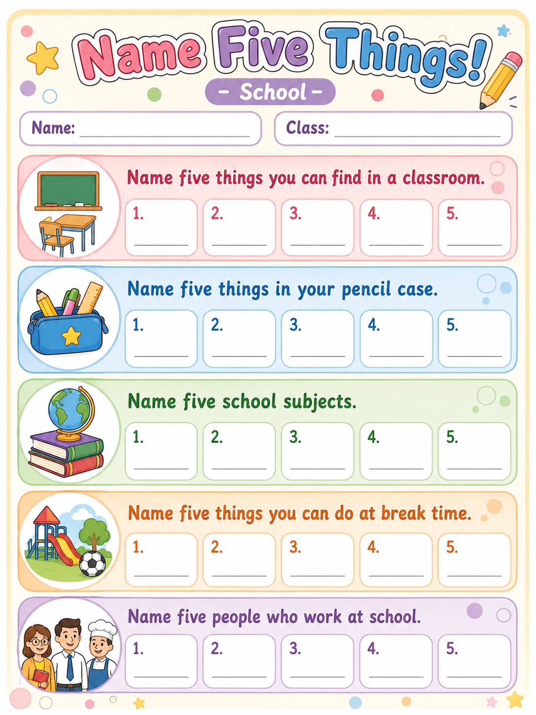 Name Five Things!