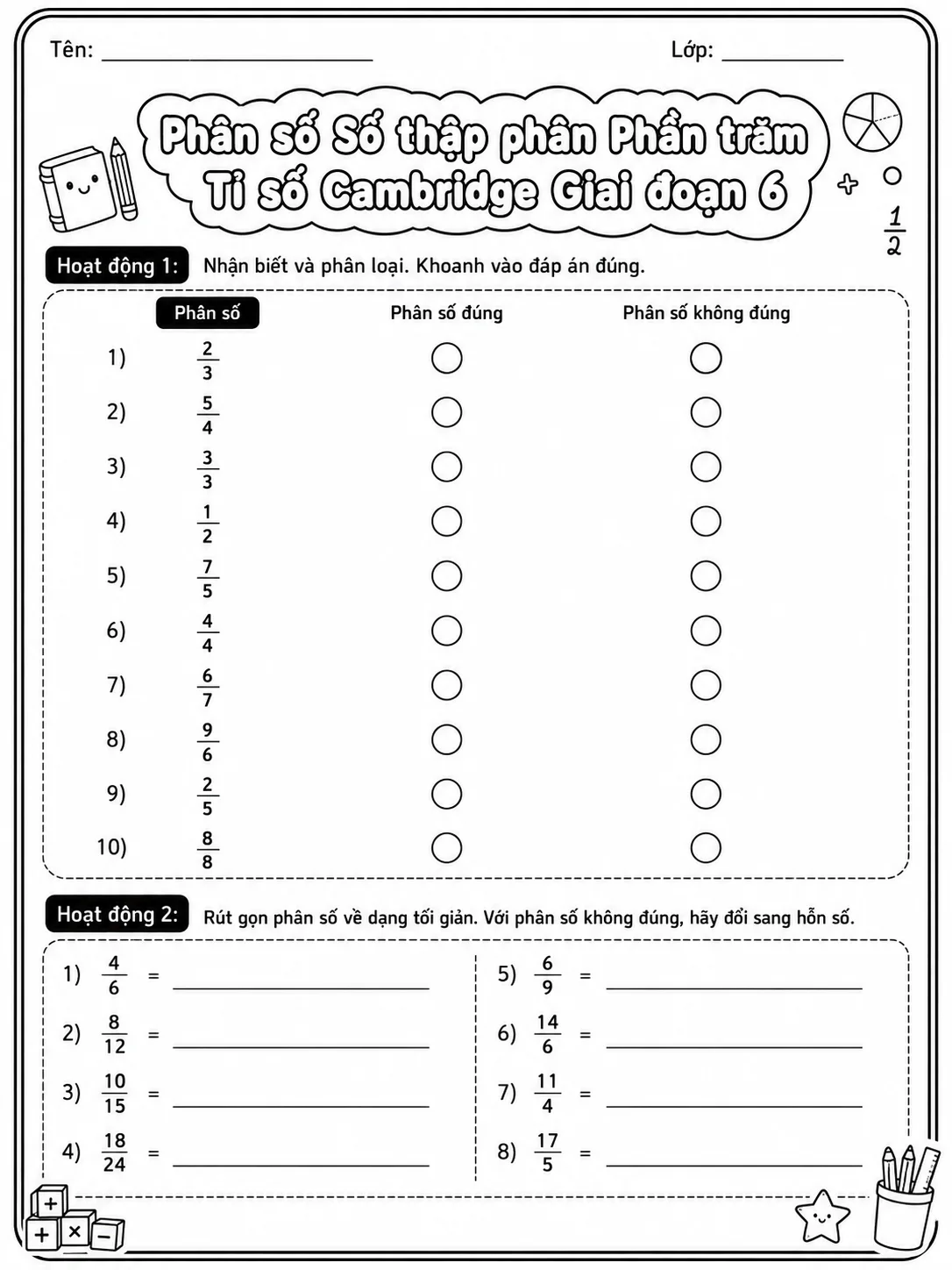 Phần trăm Cambridge Giai đoạn 2 - Gói bài tập 06