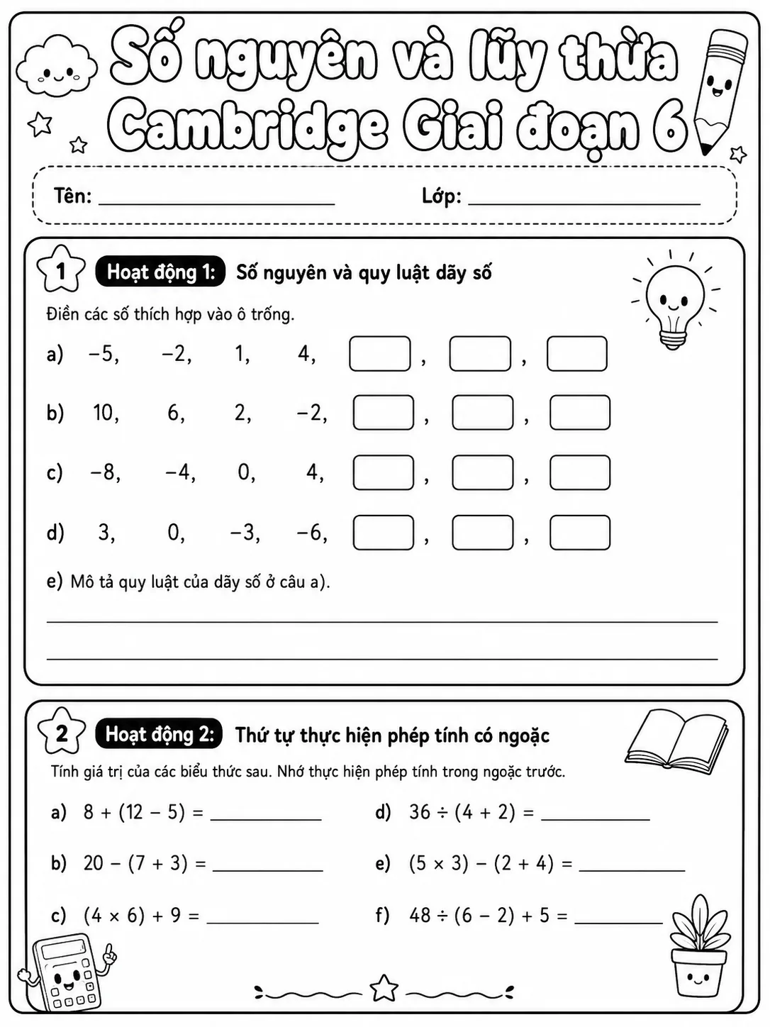 Phép trừ Cambridge Giai đoạn 1 - Gói bài tập 32